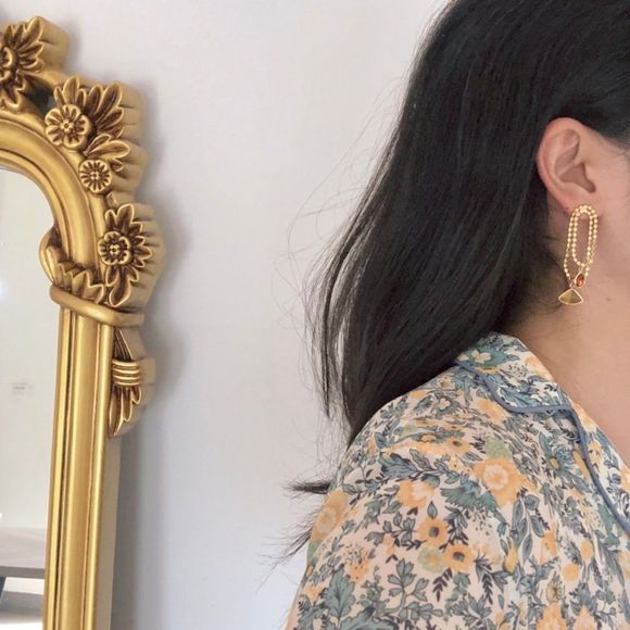 New Picasso Earrings Face Earrings 14K Gold Face Earrings Abstract Earrings - Picture 3 of 7